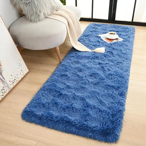 Miniatura 11 de Terrug Alfombra Corredor Negra Esponjosa para Dormitorio, 2x6 Pies Lindas Alfombras de Área de Pelo Largo para Pasillo, Alfombra de Felpa Suave