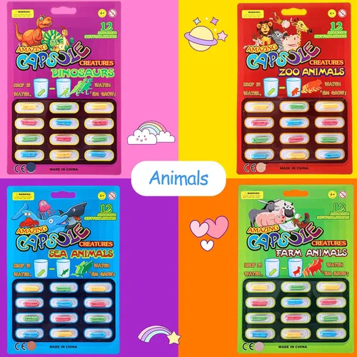 Miniatura 5 de Gejoy 8 cápsulas de agua de animales de agua, dinosaurio, unicornio, criatura marina, fiesta, cognición, esponja, píldoras, espuma expansible