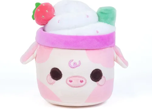 PlushGoals - Batido de vaca perfumado de peluche – Lil' Strawberry Mooshake por PlushGoals | Lindo animal de peluche Kawaii | Huele a deliciosas