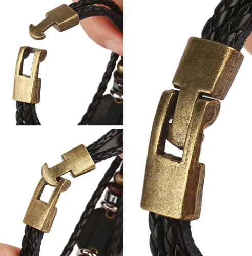 Miniatura 5 de Hamoery Pulsera de cuero de aleación punk para Constellation trenzada pulsera pulsera brazalete