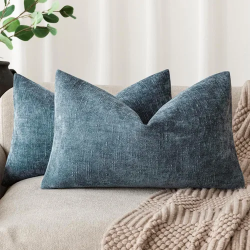 Miniatura 43 de Foindtower - Paquete de 2 fundas de almohada decorativas, cuadradas, cómodas, unicolor, suaves, lumbares, estilo rústico neutro, para sofá, sillón