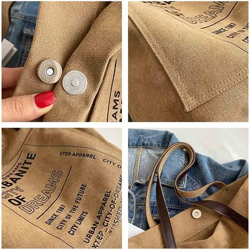 Miniatura 7 de MOMEITU Bolso tote de lona Crossbody Bolso grande Bolso de hombro retro Bolso de mano estético Bolso grande Bolso de mano de hadas Grunge, Marrón