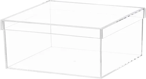Caja de acrílico transparente con tapa, contenedores de plástico acrílico transparente cuadrados y cubos, caja de almacenamiento de