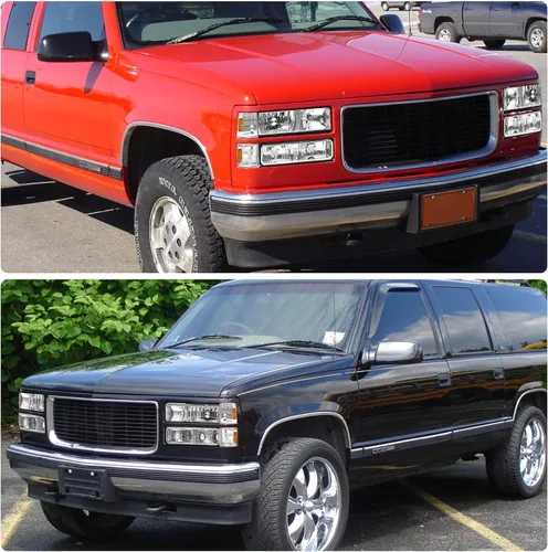 Miniatura 9 de para Sierra 1994-1998 Conjunto de Faros compatible con GMC C10/Sierra/Suburban/Yukon 1994-1998 con Parachoques y Esquina Carcasa Cromada