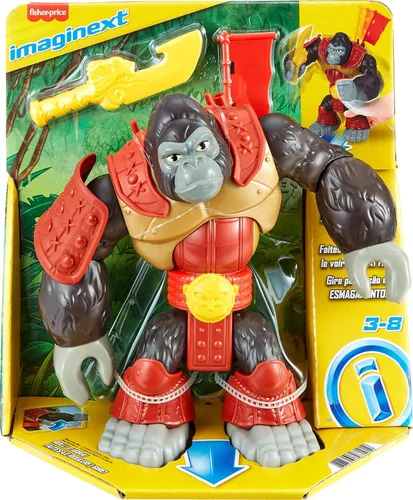Miniatura 7 de Fisher-Price Imaginext Juguete preescolar Silverback Gorilla Smash figura de 8 pulgadas con acción de perforación y accesorios