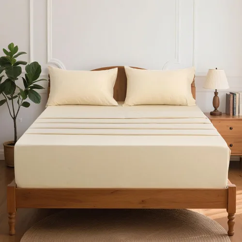 Miniatura 5 de HYPREST Sábanas de algodón tamaño King, sábans de bolsillo profundo de 18 pulgadas para hotel de lujo suave beige - 600 hilos