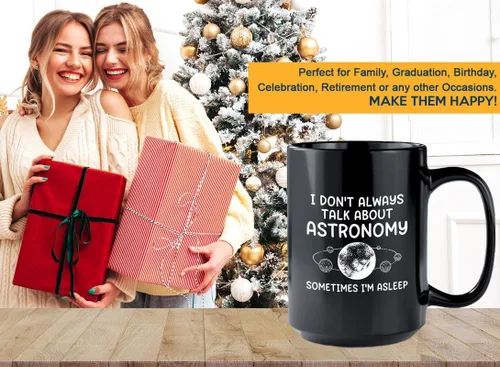 Miniatura 6 de Taza de café Astronomer de 15 onzas, color negro, hablar sobre astronomía A, amante del espacio, física, astomonía