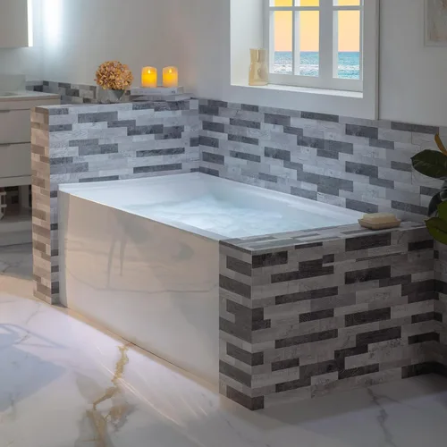 Miniatura 11 de WOODBRIDGE Bañera rectangular de acrílico de 60 pulgadas en blanco con drenaje derecho, desagüe desplegable negro mate incluido BA6030R Mate negro