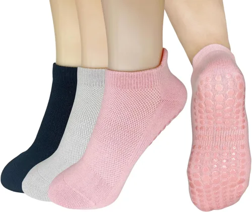 Calcetines de agarre para mujer, pilates, yoga, calcetines de hospital antideslizantes con pinzas para mujer, calcetines adhesivos con cojín para