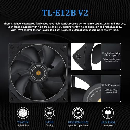 Miniatura 5 de Thermalright Frozen Prism 240 Enfriador de agua líquido negro para CPU con ventilador PWM de 4.724 in, especificación de fila fría negra de 240