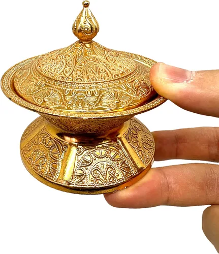 Miniatura 4 de Alisveristime Azucarero tradicional otomano turco hecho a mano con tapa (diámetro 3.34 pulgadas, longitud 3.54 pulgadas), motivos intrincados, ideal