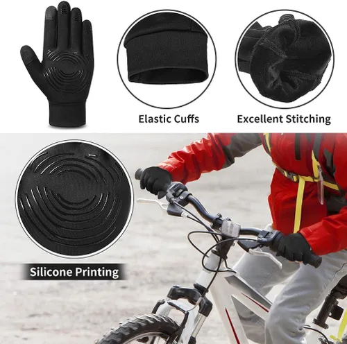 Miniatura 7 de Guantes de invierno para pantalla táctil para niños guantes deportivos impermeables para clima frío cálido para niños y niñas de 4 a 12 años