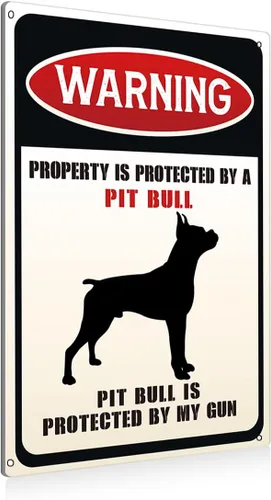 Miniatura 11 de BEASTZHENG Letreros de metal divertidos de advertencia de perro para decoración de pared, propiedad está protegida por un beagle está protegido por