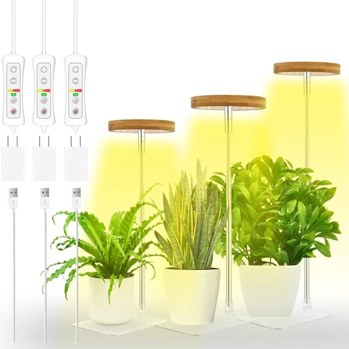 Miniatura 25 de yadoker Luz de cultivo de plantas, luz LED de espectro completo para plantas de interior, altura ajustable, temporizador automático, bajo voltaje