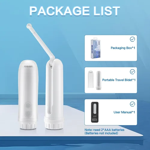 Miniatura 9 de Bidé portátil para viajes de 140 ml con boquilla ajustable de 180° IPX6 Bidé eléctrico manual para limpieza de higiene personal, lavado de bebé