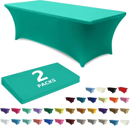 Miniatura 19 de ABCCANOPY Paquete de 2 manteles de elastano negro de 4 pies, elásticos, resistentes a las arrugas, reutilizables, para mesa plegable rectangular