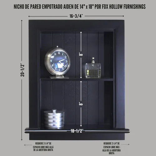 Miniatura 2 de Aiden - Botiquín de repuesto de pared empotrada de 14 x 18 pulgadas, inserto de gabinete de baño en la pared estante/estantes, fabricado en América