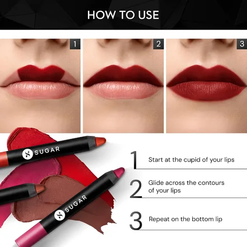 Miniatura 3 de SUGAR Cosmetics Lápices Labiales Crayon Matte as Hell para Mujeres Dura Hasta 8+ Horas Lápiz Labial con Sacapuntas - 2.8 g (Paquete de 1) 36 36