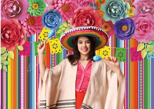Miniatura 2 de CHAIYA Fondo de fiesta mexicana de 7x5 pies para fiesta de cumpleaños, decoración de fiesta de cumpleaños, carnaval de Cinco de Mayo, banderas