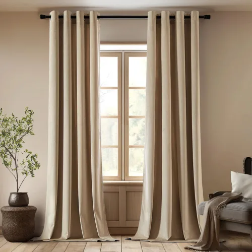 Miniatura 37 de EMEMA Juego de 2 paneles de cortinas de terciopelo de 63 pulgadas, con pestaña trasera y bolsillo para barra, cortinas con aislamiento térmico