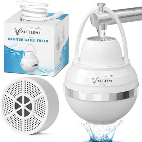 VXCELLENT - Filtro de agua para bañera de 8 etapas, elimina el cloro y las impurezas, vitamina C + filtración de carbono, de larga duración, 5,000