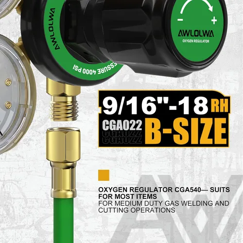 Miniatura 3 de Reguladores de oxígeno y acetileno - Compatible con antorcha de gas de soldadura de servicio medio - CGA540 y CGA510