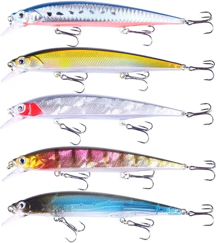 Miniatura 12 de Jerk Baits para pesca de lubina, señuelos de pesca Jerkbait, señuelos de pececillo Jerk Bait para pesca de agua dulce/agua salada, señuelos de pesca