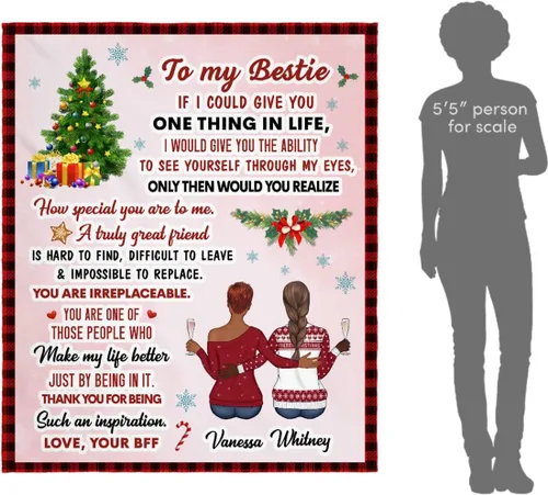 Miniatura 7 de Manta de mejor amiga con nombre personalizable con texto en inglés «To My Bestie I Love You», regalo personalizado de cumpleaños y amistad