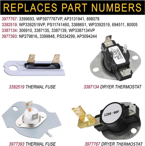 Miniatura 2 de Seentech Termostato de límite alto 3387134 y fusible térmico 3392519, interruptor de corte 3977393 y termostato de ciclismo 3977767 apto