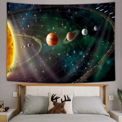 Miniatura 4 de Tapiz pequeño de planetas del espacio exterior para hombres, para colgar en la pared de la galaxia del universo para dormitorio, tapiz trippy, manta
