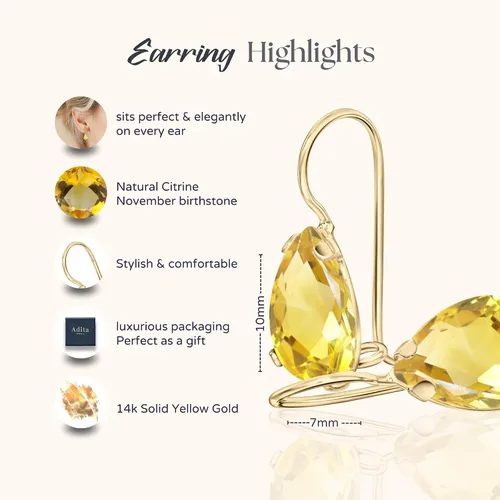 Miniatura 30 de 14K Solid Gold Earrings - Gemstone Earrings for Women - 14K Gold Earrings for Women - Birthstone Earrings - Teardrop Earrings for Women - Gold