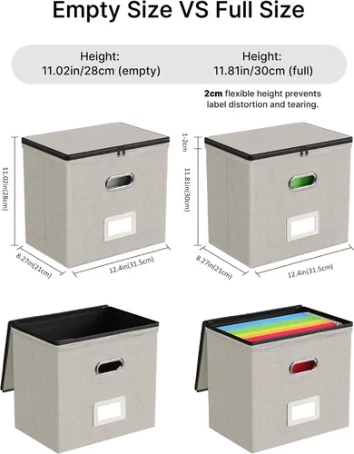 Miniatura 3 de Oterri Cajas organizadoras de archivos con tapas, caja de archivos con bolsillos de malla, caja organizadora de documentos para carpetas