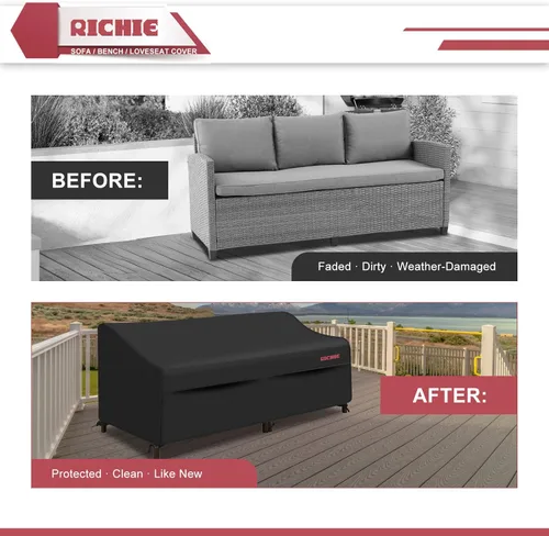 Miniatura 7 de RICHIE Funda Impermeable de Servicio Pesado para Sofá de Patio de 3 Plazas - Fundas para Muebles de Exterior para Sofá de Dos Plazas/Sofá