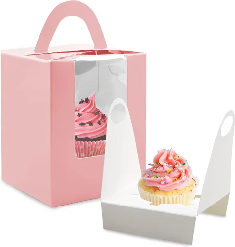 Miniatura 10 de Cajas para magdalenas, 30 cajas individuales para cupcakes, recipientes individuales para magdalenas, soportes para cupcakes, contenedores de Azul