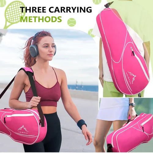 Miniatura 6 de Bolsa de Tenis Himal para 3 Raquetas con Almohadilla Protectora, Bolsa de Raqueta de Tenis para Hombres y Mujeres, Entusiastas del Deporte de Todas