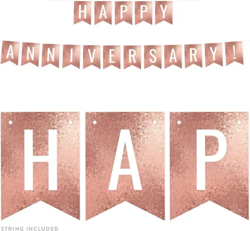 Miniatura 46 de Andaz Press Pancarta decorativa de mosaico con purpurina de oro rosa para fiesta de cumpleaños, 100 años de amor, aproximadamente 5 pies, 1 juego