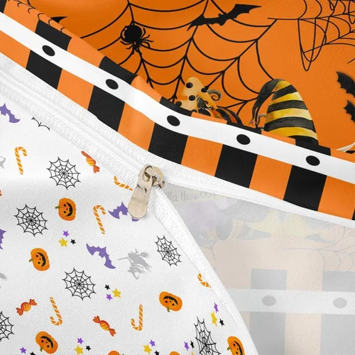 Miniatura 6 de Manfei Juego de funda de edredón de gnomos lindos tamaño individual, juego de ropa de cama con temática de Halloween, 2 piezas para decoración