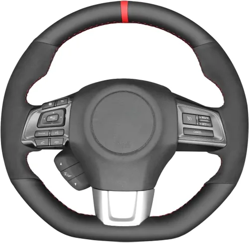 Miniatura 28 de MEWANT Funda de volante de automóvil transpirable cosida a mano para Subaru WRX 2015-2021 / WRX STI 2015-2021, accesorios para volante Subaru WRX