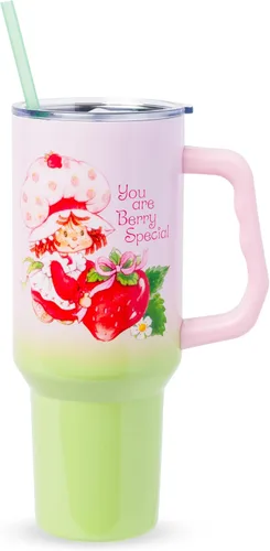 Miniatura 32 de Silver Buffalo - Vaso de acero inoxidable Sanrio Hello Kitty con flores de primavera y verano y rayas arcoíris, con asa y popote, compatible