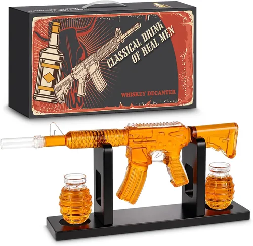 Miniatura 12 de Juego de decantador de whisky AK47 con 2 vasos de whisky, regalos para hombres, día del padre, regalo único de aniversario de cumpleaños para él
