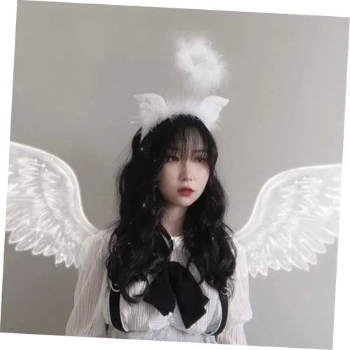 Miniatura 5 de CALLARON 2 Pcs White Headbands Halloween Decoration Cosplay Costume Halloween Angel Decoration Cup Display Shelf