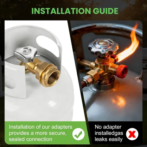 Miniatura 4 de Adaptador de tanque de propano POL a QCC1, convertidor de propano de latón macizo de alta resistencia para tanques LP, ajuste universal