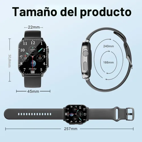Miniatura 7 de Reloj inteligente para hombres y mujeres, reloj inteligente con pantalla AMOLED curva de 2.01", llamada Bluetooth, más de 100 modos deportivos