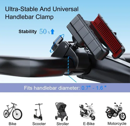 Miniatura 5 de Soporte de teléfono para motocicleta, soporte de teléfono para manillar de bicicleta 2024 para bicicleta, scooter eléctrico, soporte para teléfono