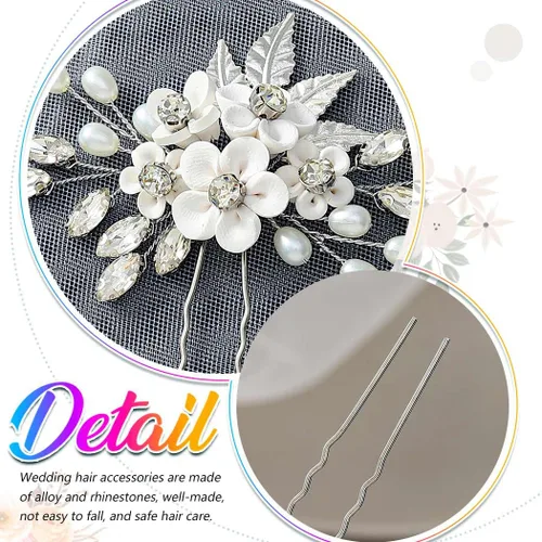 Miniatura 6 de GORAIS Accesorios para el cabello de boda, horquillas para el cabello, perlas nupciales, piezas para el cabello para novias y mujeres