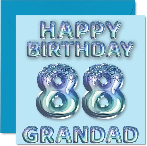 Miniatura 322 de Stuff4 Tarjeta de primer cumpleaños para niños, globo de fiesta con purpurina azul, tarjetas de feliz cumpleaños para niño de 1 año, nieto, hijo, 57