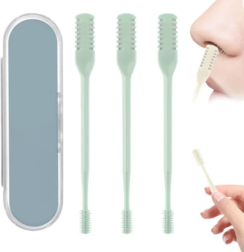 Miniatura 13 de AprYew Cortador de pelo nasal 2 en 1, recortador de vello nasal para hombres y mujeres, herramienta de extracción manual portátil de 360° con Beige