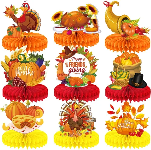 Miniatura 17 de 9 piezas de decoración de centro de mesa de otoño, decoración de mesa para fiesta de otoño, centro de mesa de Acción de Gracias, centro de mesa