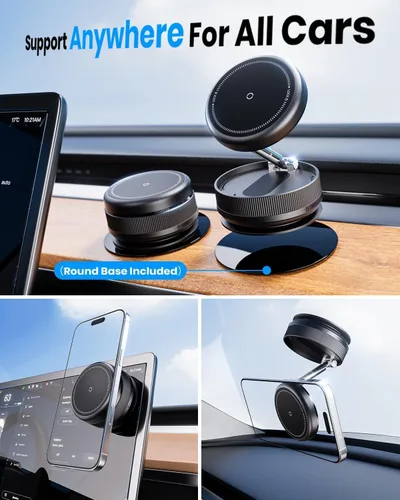Miniatura 2 de 2026 Actualizado Soporte Magnético de Vacío 360° para Coche y Teléfono con Magsafe [Sución Más Fuerte de 96+LBS y Magnetismo Más Fuerte de 2800gf]