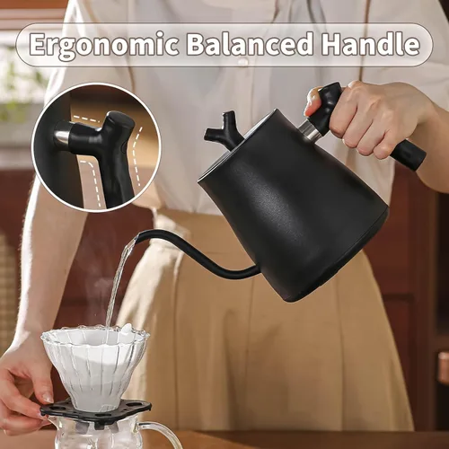 Miniatura 5 de Hervidor Eléctrico de Agua, Hervidor Eléctrico de Cuello de Cisne con Filtro de Café de 50 Piezas, Control de Temperatura ±1℉, Calentamiento Rápido